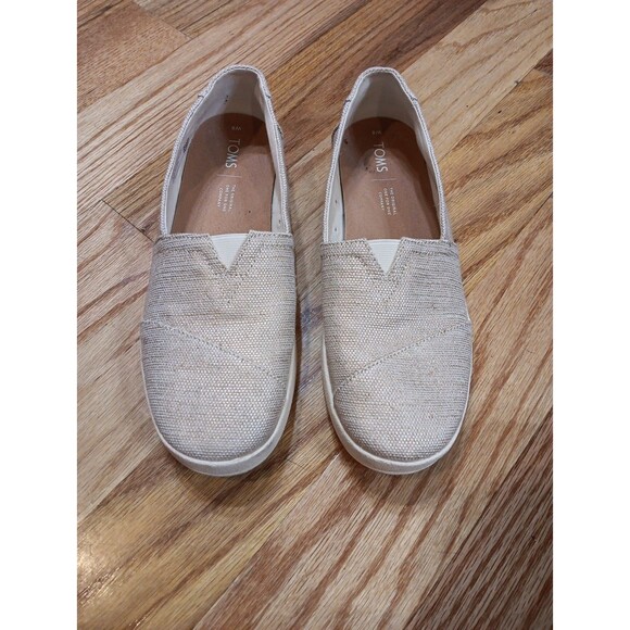 Toms Classic Canvas Slip-On Shoes Metallic Tan Women’s Size‎ 8 - Picture 1 of 7